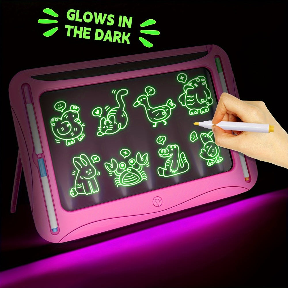LED Light Up Drawing Board for Kids, 9 Double-Sided Tracing Cards 6 Markers Glow Doodle Travel Art Toy for Girls Boys Ages 3-8