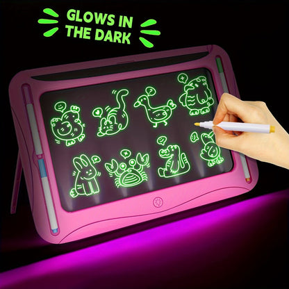 LED Light Up Drawing Board for Kids, 9 Double-Sided Tracing Cards 6 Markers Glow Doodle Travel Art Toy for Girls Boys Ages 3-8