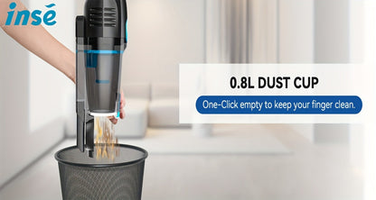 Corded Stick Vacuum Cleaner 20KPa 600W Motor 2-in-1 Bagless Upright Handheld Vacuum 0.8L Dustbin for Hard Floor Pet Hair Carpet Car Stairs