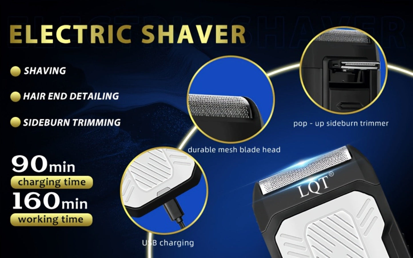 LQT White Hair Clipper Set with Digital Displays, USB Charging and Choice of 2-, 3- or 4-Piece Kits