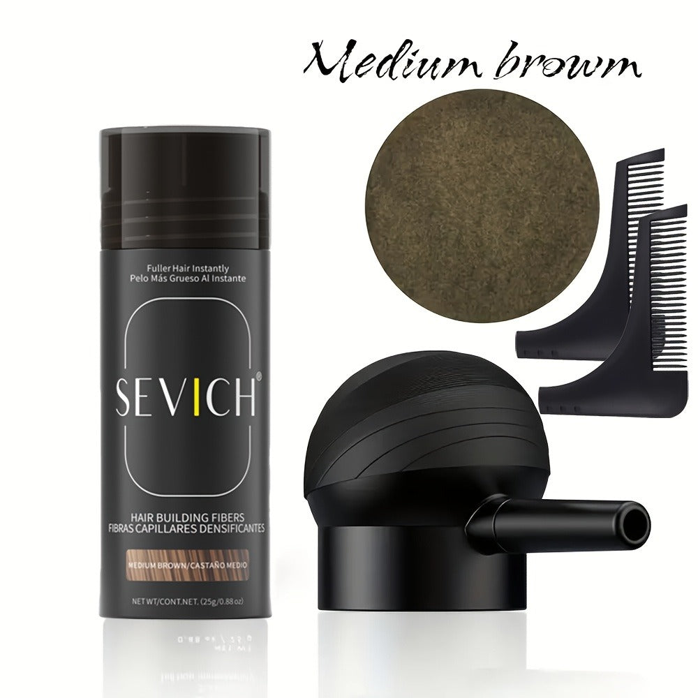 Hair Thickening Fibers Set 2-in-1 with Applicator Spray - Instant Volume & Fuller Look for Thinning Hair