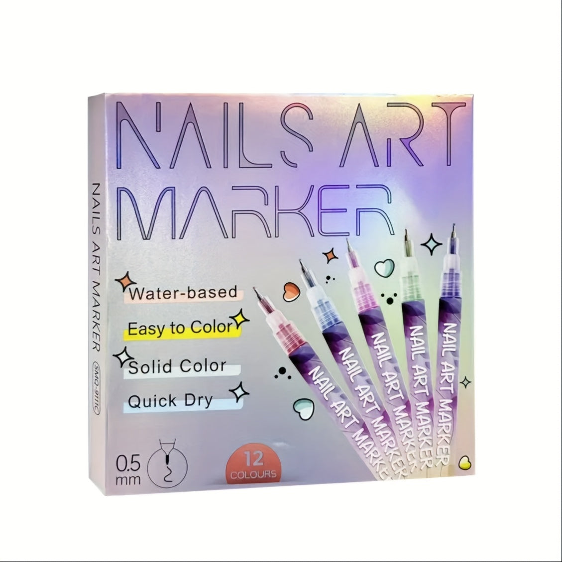 Nail Art Pens Set 12 Colors Quick Dry 3D Doodle Dot Stitching Nail Art Pen Kit – DIY Nail Design Tools