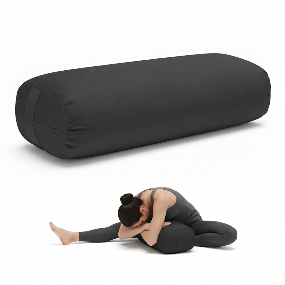 Yoga Bolster Pillow for Restorative Yoga & Meditation - Memory Foam Support Pillow with Removable Velvet Cover