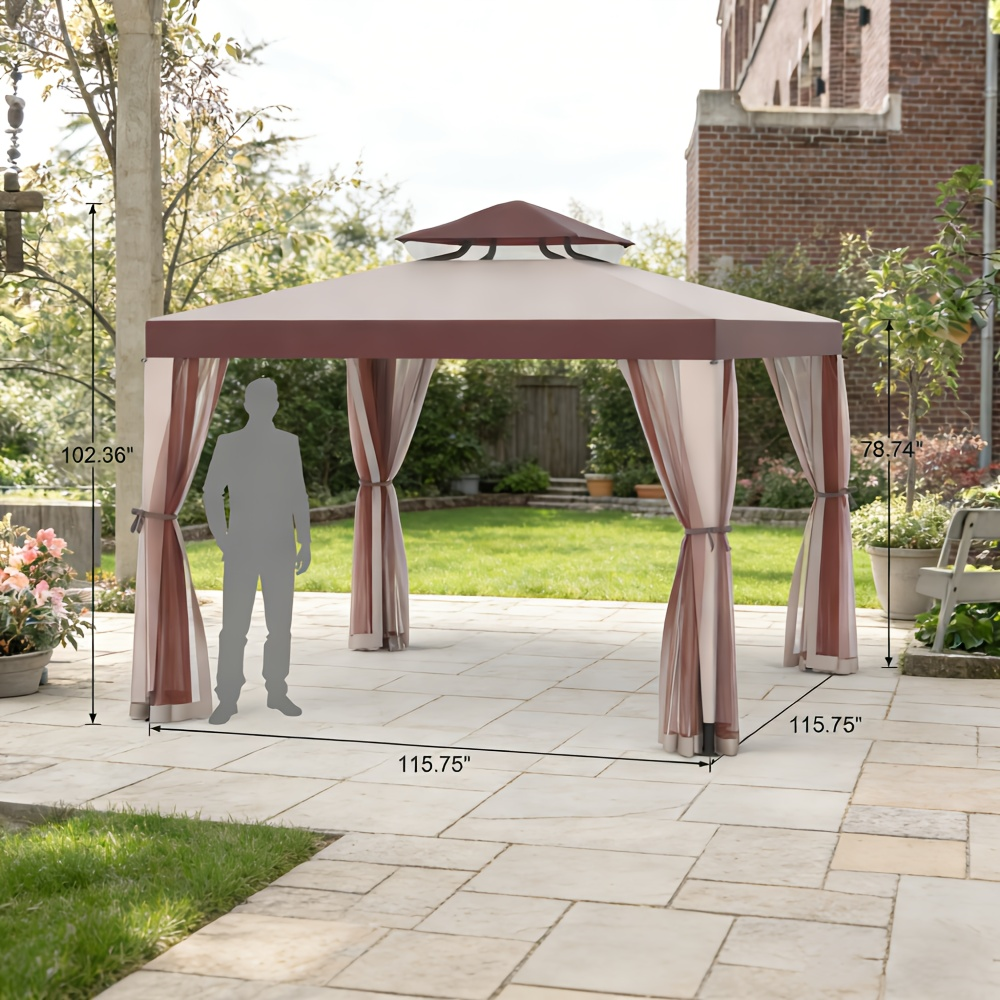 Gazebo Tent 10x10 FT Mosquito Netting Quick Setup Outdoor Canopy for Garden, Yard and Pest Management