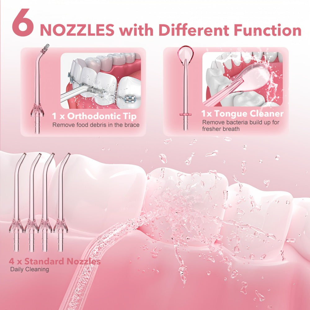 Water Flosser SEJOY AOW11 Cordless Oral Irrigator with 350ml Tank, Five Modes, Six Tips, USB-C Charging and IPX7 Rating