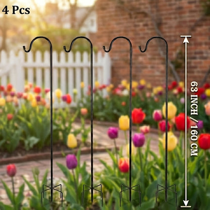 Shepherd Hooks 4 Pack Heavy Duty Metal Garden Stakes for Hanging Plant Baskets Solar Lights Bird Feeders Wind Chimes Outdoor Decor 47 & 63