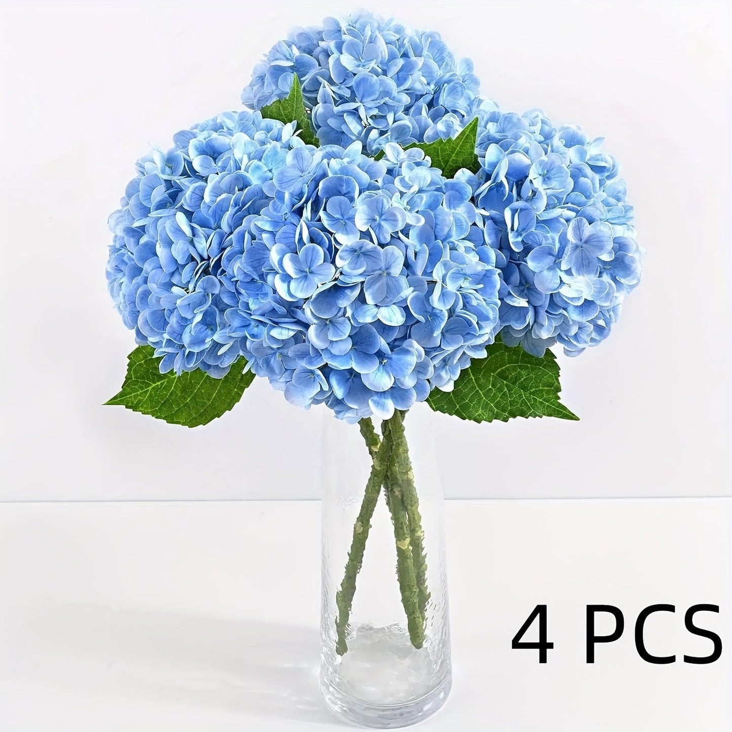 Artificial Flowers 21-Inch Full-Latex Hydrangea Stems in 4 or 8-Piece Sets with Flexible Wire