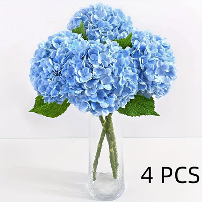 Artificial Flowers 21-Inch Full-Latex Hydrangea Stems in 4 or 8-Piece Sets with Flexible Wire