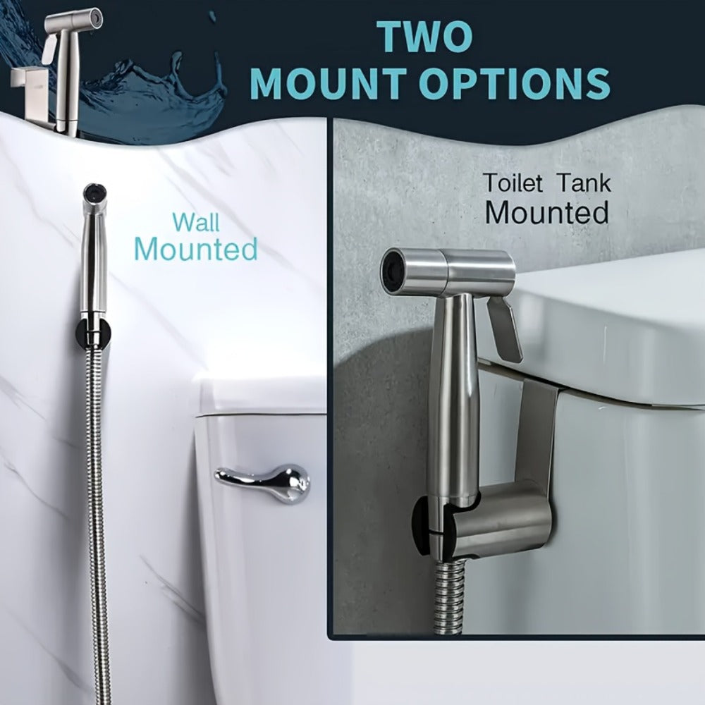 Wall-Mounted Handheld Spray Gun Set with Bracket, Teflon Tape & Flexible Hose – Bathroom Bidet Sprayer for Toilet, Sink