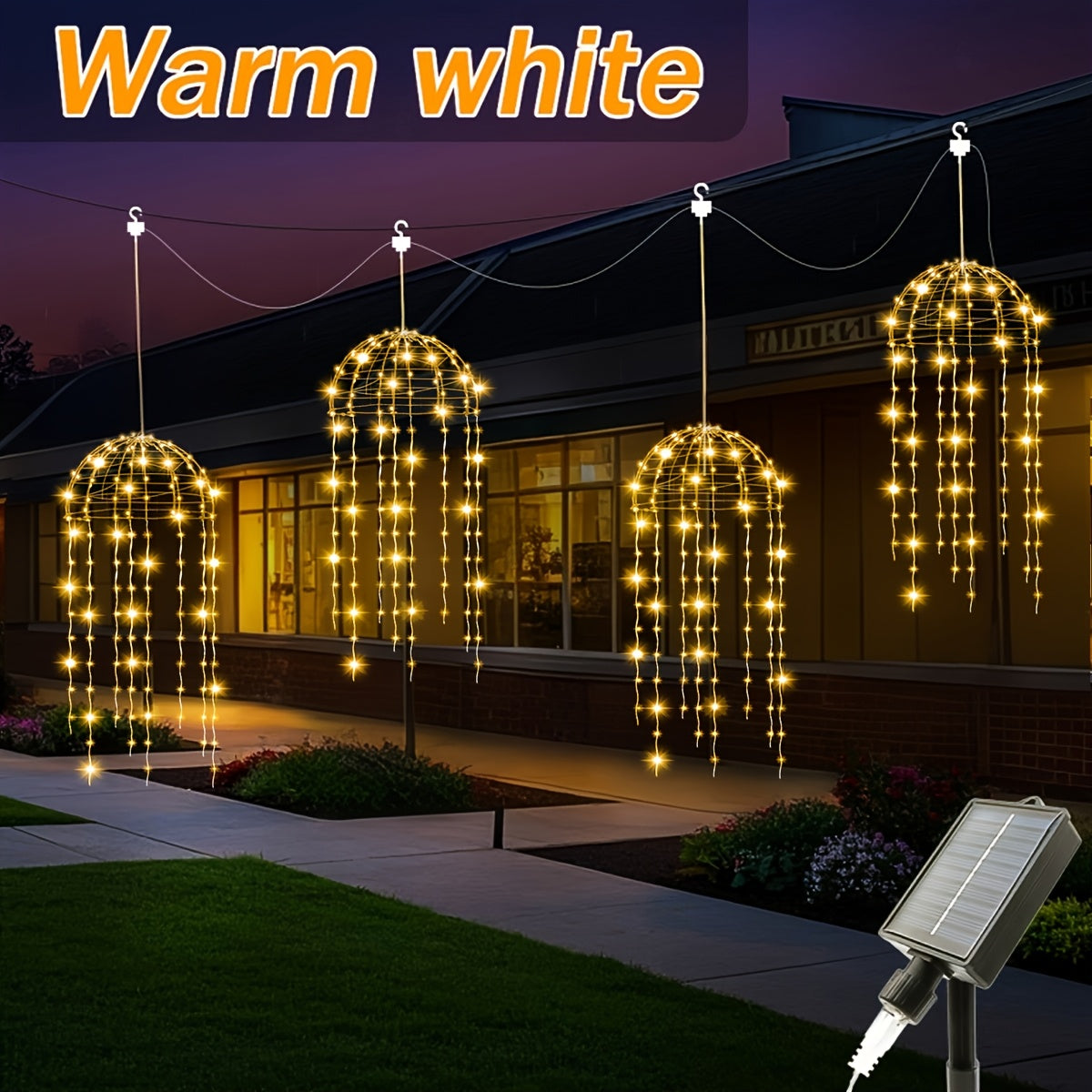 Solar Hanging Jellyfish Lights Outdoor 4 Pack for Garden, Pathway and Patio Lighting, with the Listed Configuration