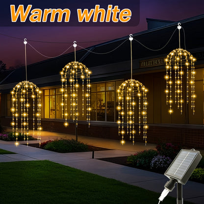 Solar Hanging Jellyfish Lights Outdoor 4 Pack for Garden, Pathway and Patio Lighting, with the Listed Configuration