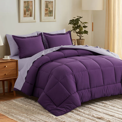 7 Piece Comforter Set Luxury Soft Fluffy Bedding All Season Bed in a Bag with Comforter Fitted Sheet Flat Sheet Pillowcases Hypoallergenic