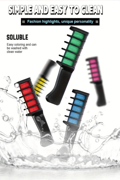 Temporary Hair Chalk Comb Set 14 Colors, Hair Color Sticks with Plant-Based Squalane & Glycerin, Vibrant Streaks for Parties