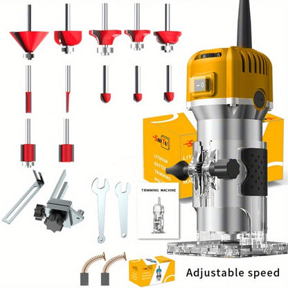 Wood Router 800W Trim Router for Woodworking - 35000RPM Electric Router with Edge Guide, Roller Guide