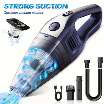 Handheld Cordless Vacuum Cleaner with Powerful Suction – Portable USB Rechargeable Mini Vacuum with Multiple Accessories for Car, Home