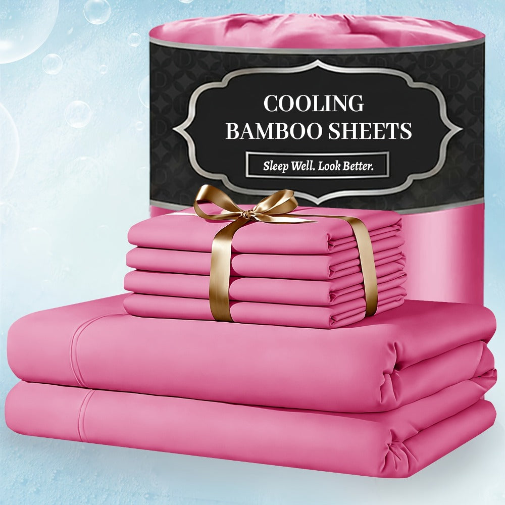 Bed Sheet Set 4-Piece Bamboo-Derived Fabric with Available Extra-Deep Pocket and Eighteen Colors