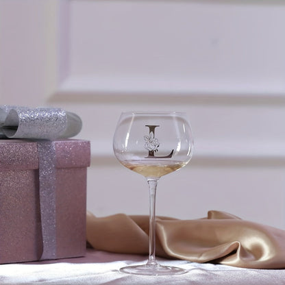 Personalized Wine Glass Gift for Women – A-Z Initial Letter Monogrammed Wine Glass with Gift Box & Greeting Card – Unique Birthday