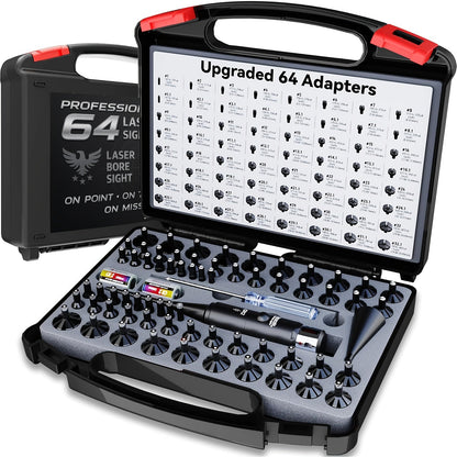Laser Bore Sighter Kit with 64 Adapters, Red Laser Bore Sight for Rifles Shotguns Pistols Revolvers, Multi-Caliber .17 to 12GA Boresighter