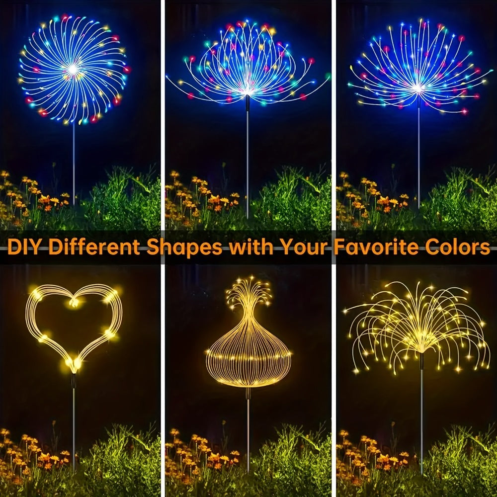 Solar Garden Lights Outdoor Waterproof IP65 – Fireworks Fairy Lights 8 Modes Multi-Color Solar Powered Landscape Decoration for Garden