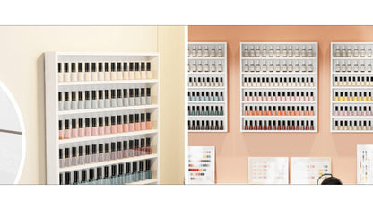 Wall Mount Nail Polish Rack Organizer 6 or 10 Tier with Acrylic Baffle Salon Display Shelf for Gel Polish