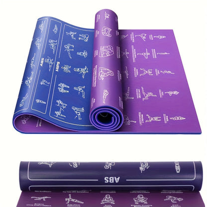 Yoga Mat with 75 Yoga Pose Illustrations & Side Storage Bag – Non-Slip Extra Thick Flexible Durable Exercise Mat for Beginners Men Women