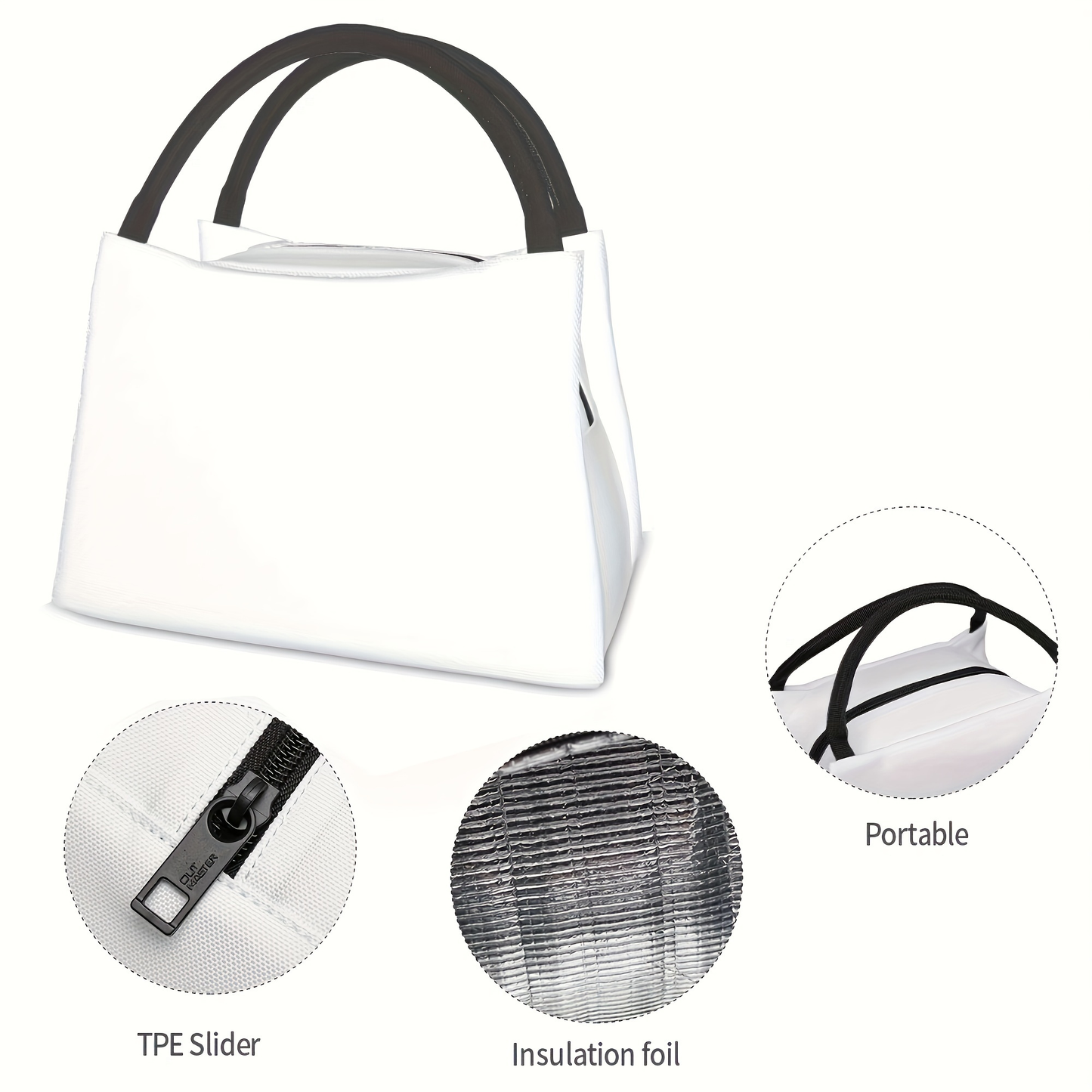 Camouflage Lunch Bag Tote, 11 x 6.5 x 7 Inches with Top Zipper, Dual Carry Handles and Tapered Profile