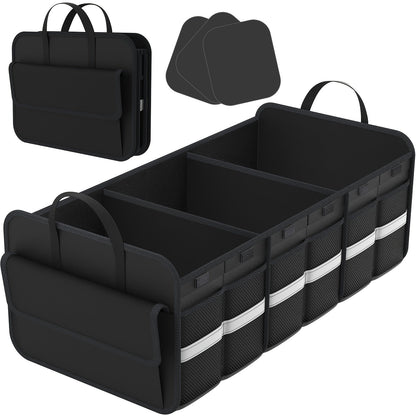 Car Trunk Organizer, 67L Foldable Multi-Compartment Bin with Carry Handles and Pink or Black Color Options