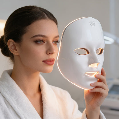 LED Light Therapy Facial Mask Device 7 Color Photon Skin Rejuvenation Face Care Beauty Tool for Entryways, Bedrooms and Living Spaces
