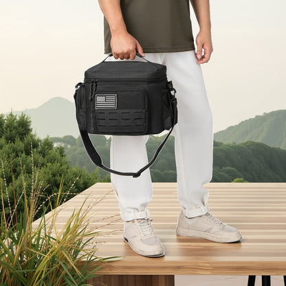 13L Tactical Lunch Bag Tote with MOLLE Front Panel, Multiple Pockets, Shoulder Strap and Three Colors
