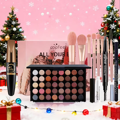 Makeup Kit Full Face All in One Eyeshadow Palette Blush Powder Foundation Mascara Brush Set, for Makeup, Travel and Everyday Vanity Use