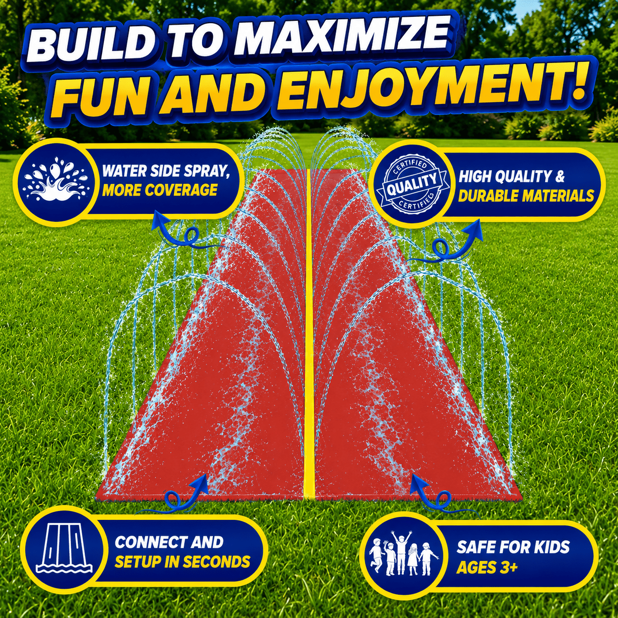 Kids Water Slide 18x5FT Backyard Slip and Slide, Dual Lane Zigzag with the Listed Color, Size or Set Options for Everyday Use