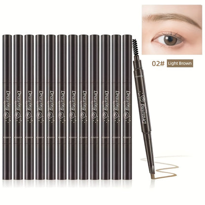 Eyebrow Pencil 12-Pack Double-Ended Waterproof – Automatic Twist-Up Brow Pencil with Spoolie Brush, 4 Natural Shades