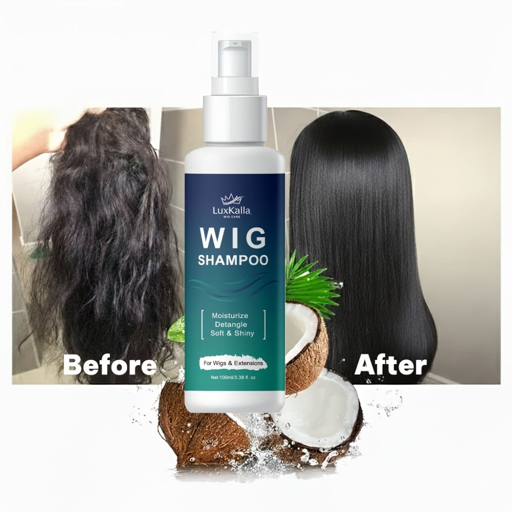 Synthetic Hair Shampoo 2-in-1 Deep Cleansing Revitalizing Detangling, Soak & Rinse Formula for Wigs Hair Extensions Braids