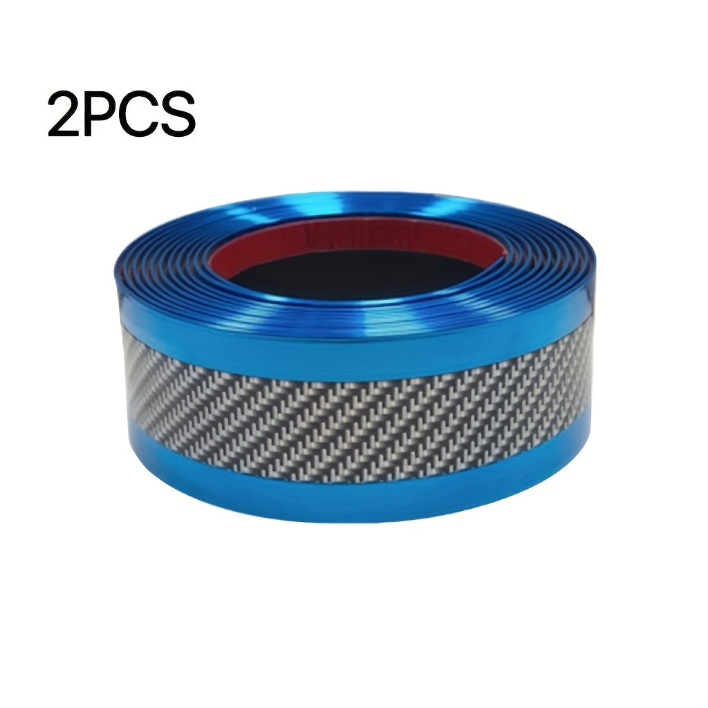 Car Door Guard Scratch Protector 2pcs Carbon Fiber Design – Anti-Scratch Strip for Rearview Mirror & Bumper, Universal Fit in Blue Red Gray