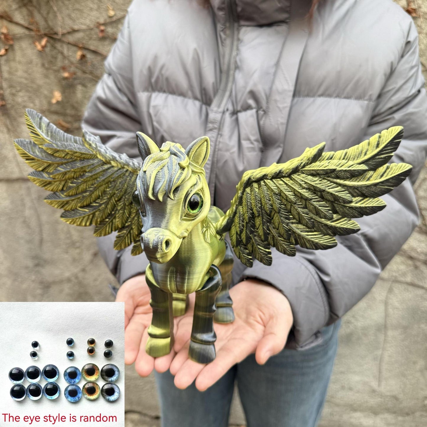 Pegasus Flying Horse Figurine Articulated 3D Printed, Large Poseable Mythology Fantasy Sculpture 10 Color Styles