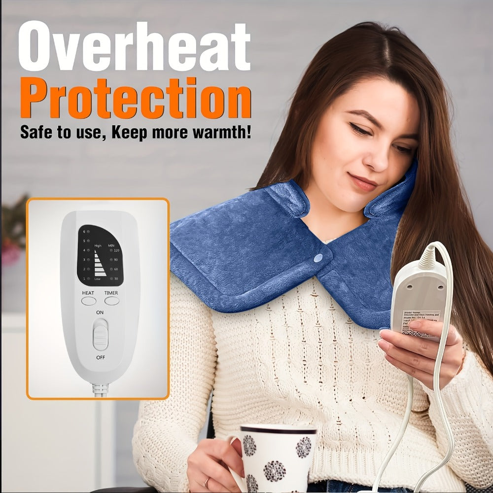 Graphene Heating Shawl Wrap Blanket - Ultra- Coral Fleece Temperature-Regulating Neck Back Shoulder Warmer