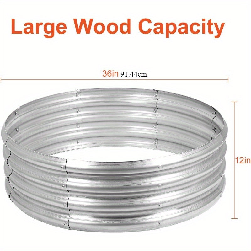 Galvanized Steel Fire Pit Ring Liner for Above Ground Wood Burning, Metal Firepit Insert for Backyard Camping Beach Park Outdoor Patio