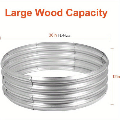 Galvanized Steel Fire Pit Ring Liner for Above Ground Wood Burning, Metal Firepit Insert for Backyard Camping Beach Park Outdoor Patio