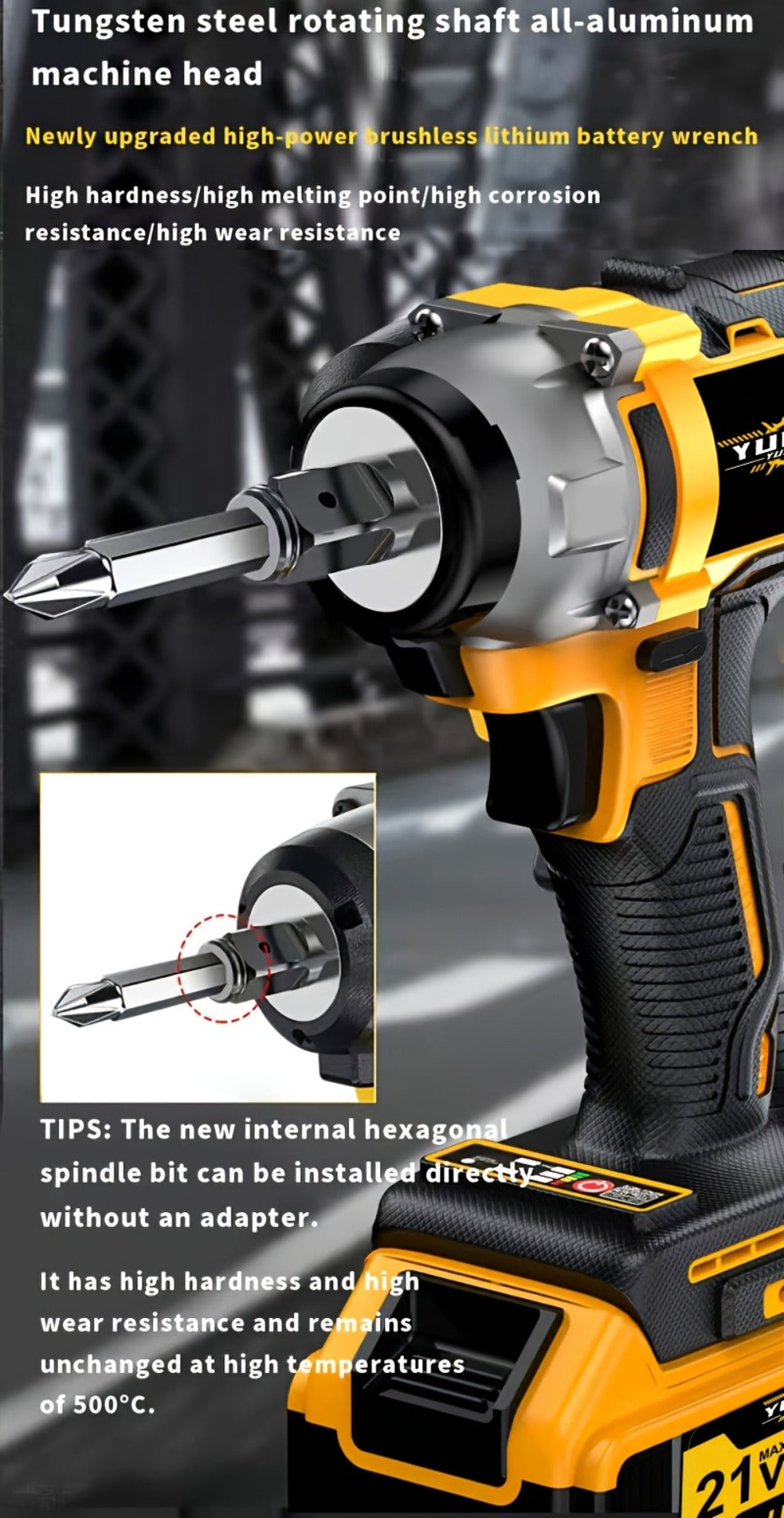 Cordless Impact Wrench Set with Charger Lithium-Ion Portable Electric Wrench Quick Charge for Home for Home, Garage and DIY Projects