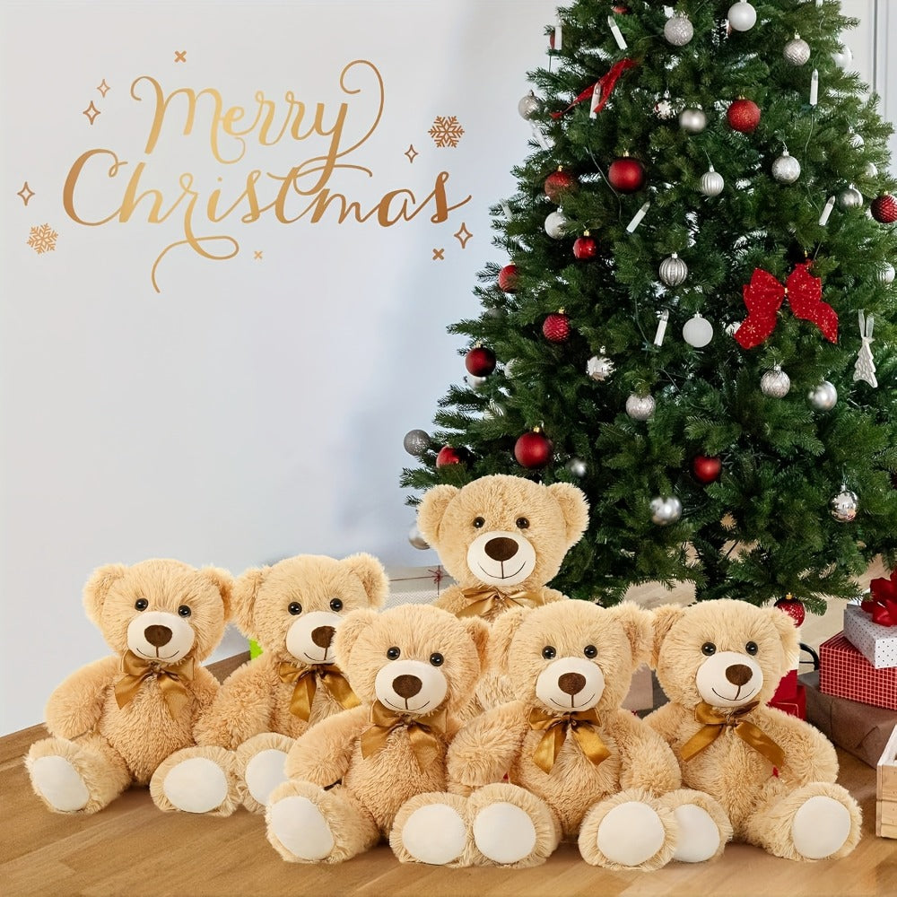 Stuffed Animal Mini Teddy Bear Set of Eight in Khaki Beige for Party Favors, Gift Bags and Events