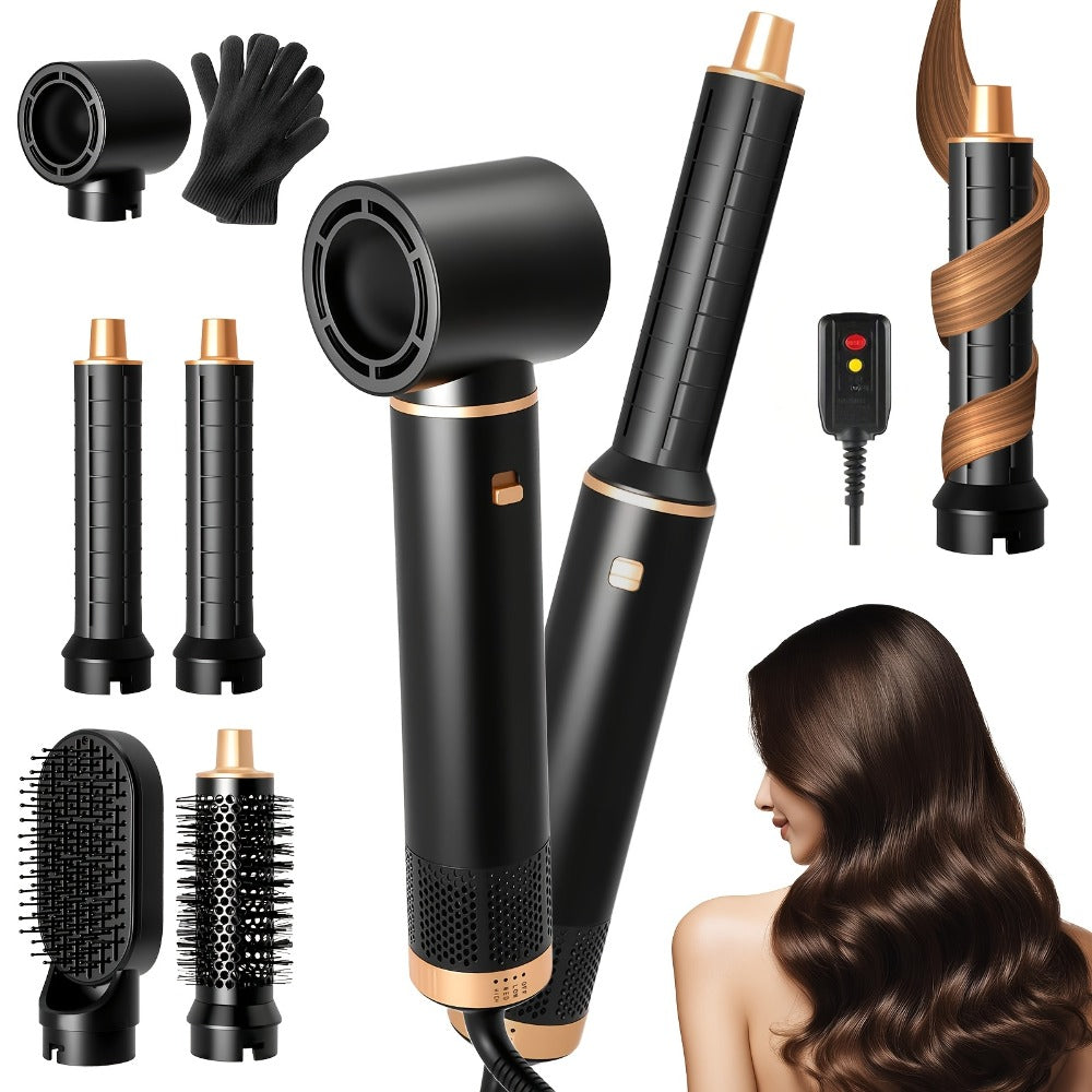 Hot Air Brush 5-in-1 Hair Dryer Brush with Round Barrel, Blow Dry, Curl, Straighten & Add Volume