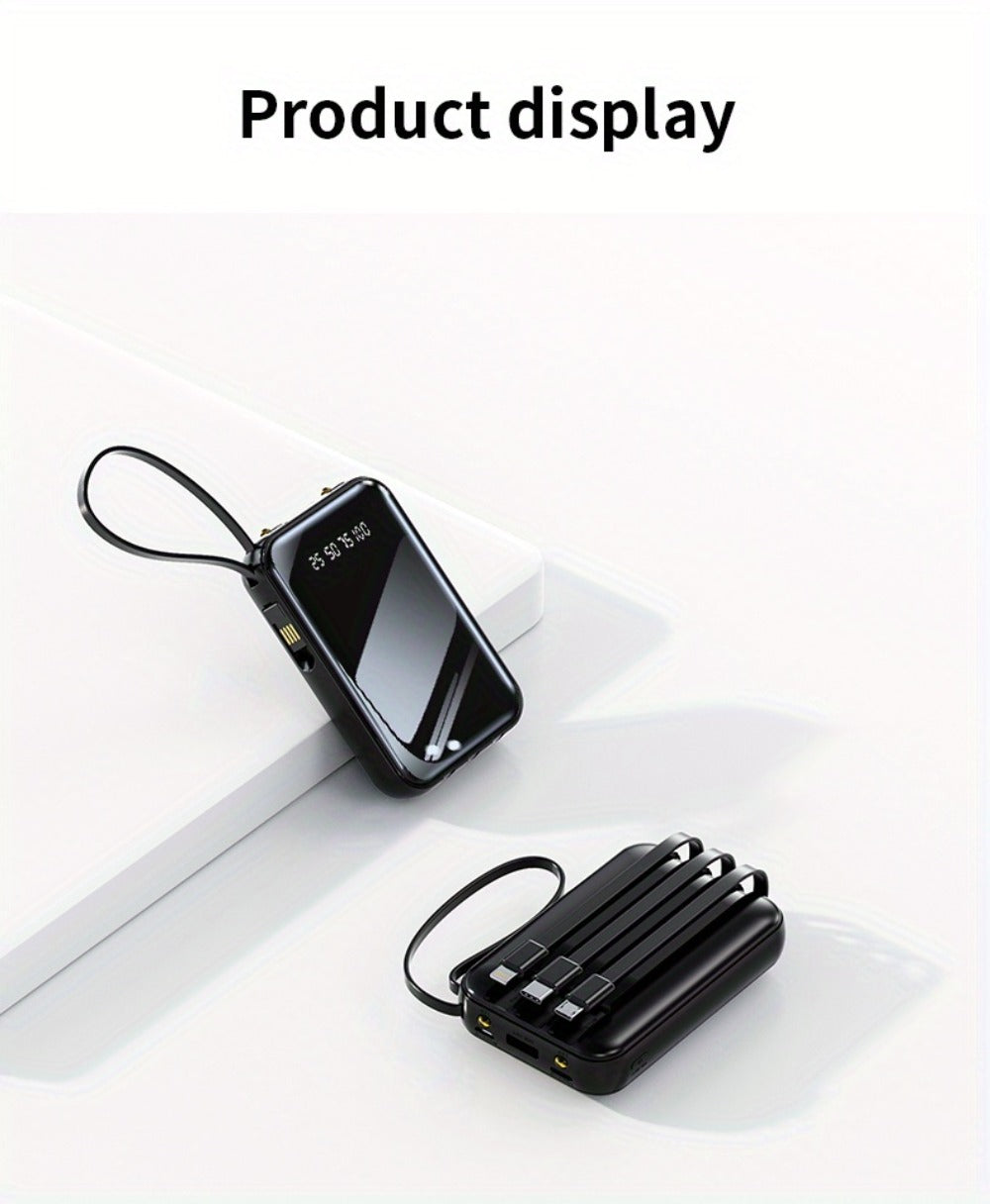 Power Bank 50000mAh 22.5W with Integrated Cable Array, Digital Display and LED Flashlight in Two Colors