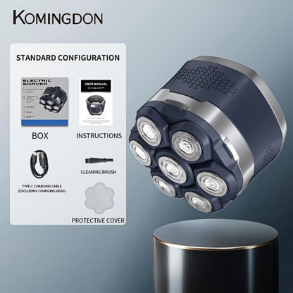 Electric Shaver 7D Floating Rotary Head with IPX6 Wet/Dry Use, USB Charging, LED Display and Magnetic Blade