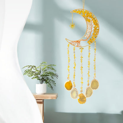 Moon Agate Tree Hanging Ornament Handmade Boho Suncatcher Wall Decor - Crystal Window Sun for Entryways, Bedrooms and Living Spaces