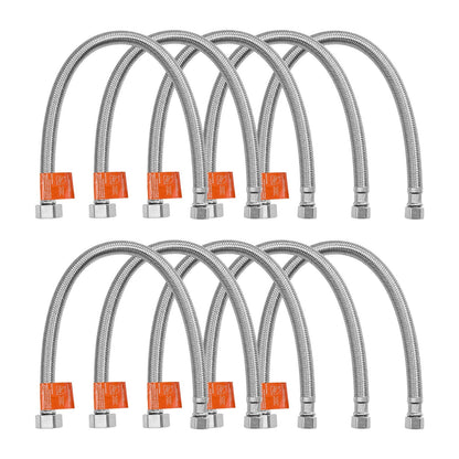 Braided Stainless Steel Faucet Supply Line – 304 SS Exterior, TPV Inner Tube, 3/8" Comp x 1/2" FIP