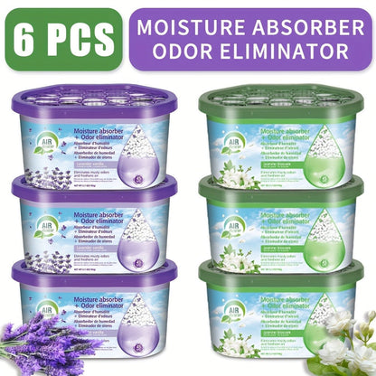 Portable Dehumidifier Boxes 6-Pack, Moisture Absorber & Odor Eliminator for Closets, Bathrooms, RVs