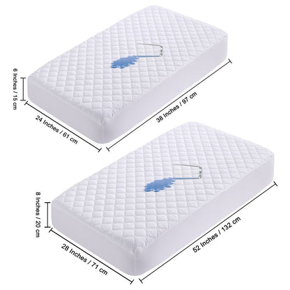 Mini Crib Mattress Protector Fitted Sheet 2 Pack, Quilted Breathable No Noise Baby Mattress Cover