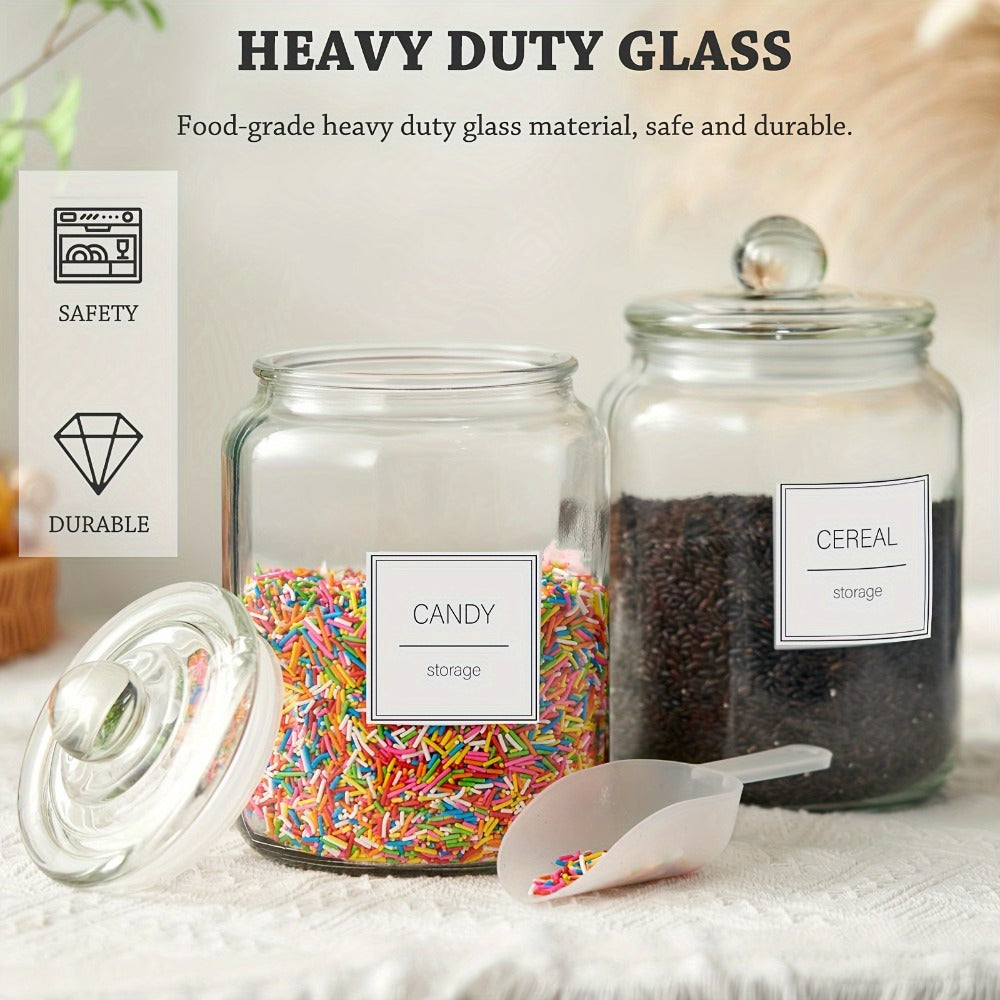 Half Gallon Glass Jars with Lids Airtight Set of 4, Large Clear Storage Containers for Pantry, Kitchen & Laundry Room