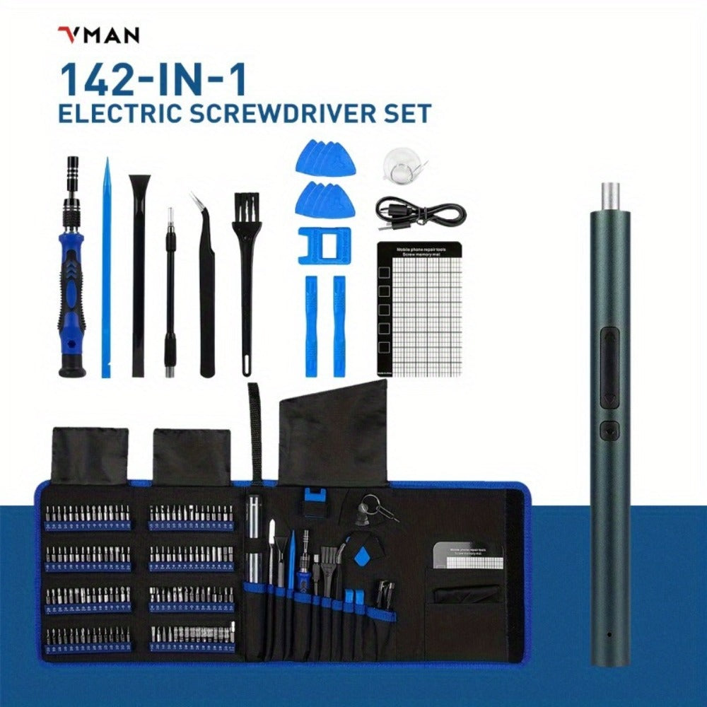 142-in-1 Electric Precision Screwdriver Tool Kit, Rechargeable Cordless Electric Screwdriver with 120 Bits & 22 Tools