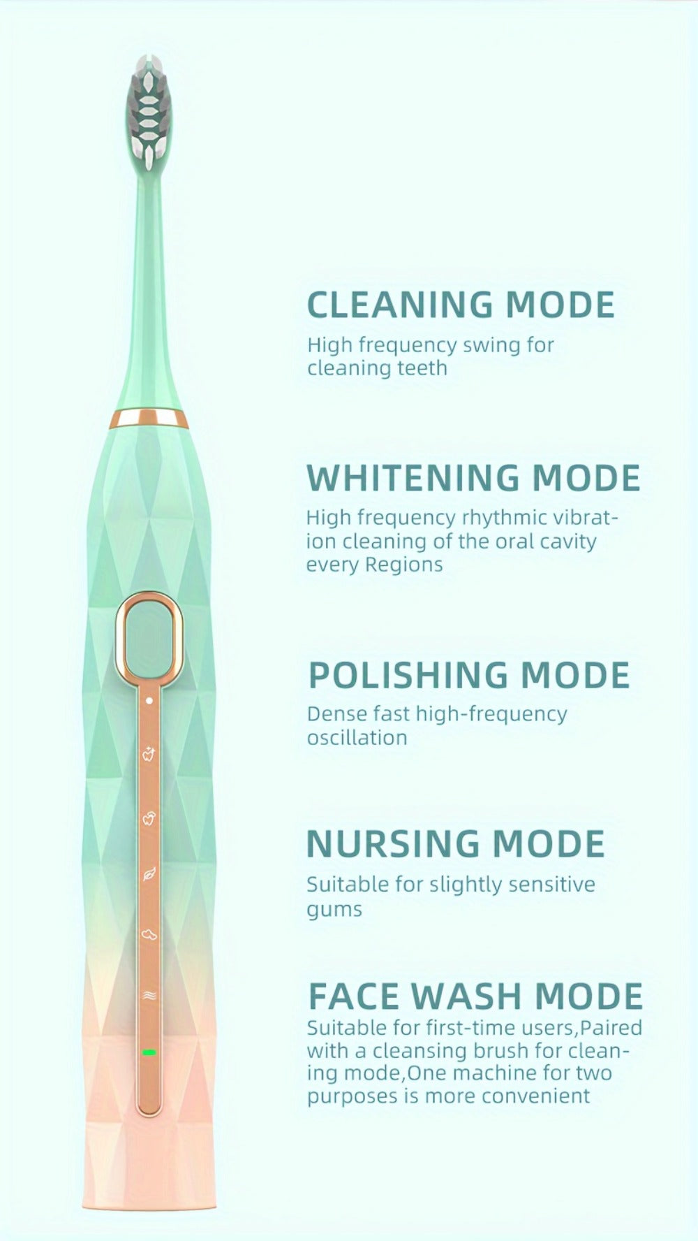IPX8 Sonic Electric Toothbrush with 8 Replacement Brush Heads – Metal Shaft, USB Rechargeable 500mAh, Travel Case & Holder